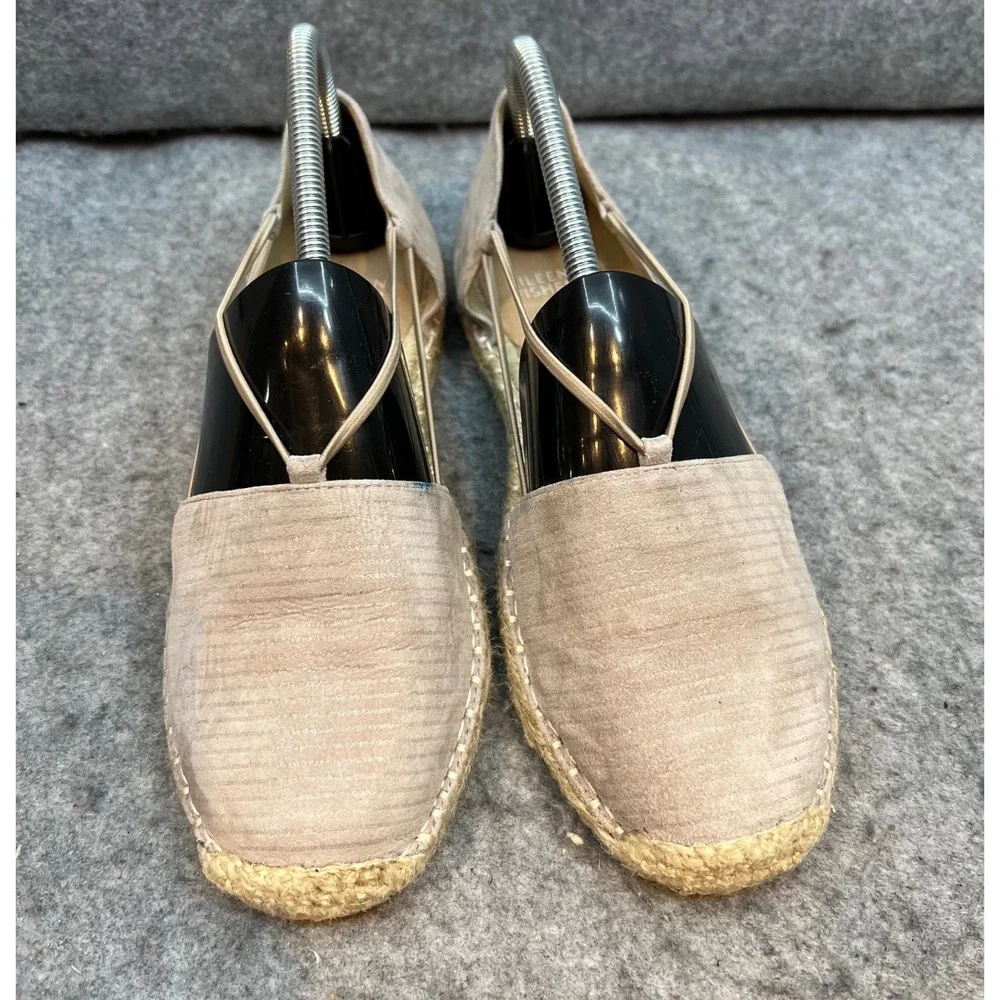 Eileen Fisher Espadrille Flats Suede Leather‎ Beige Slip On Shoes Women's 8.5